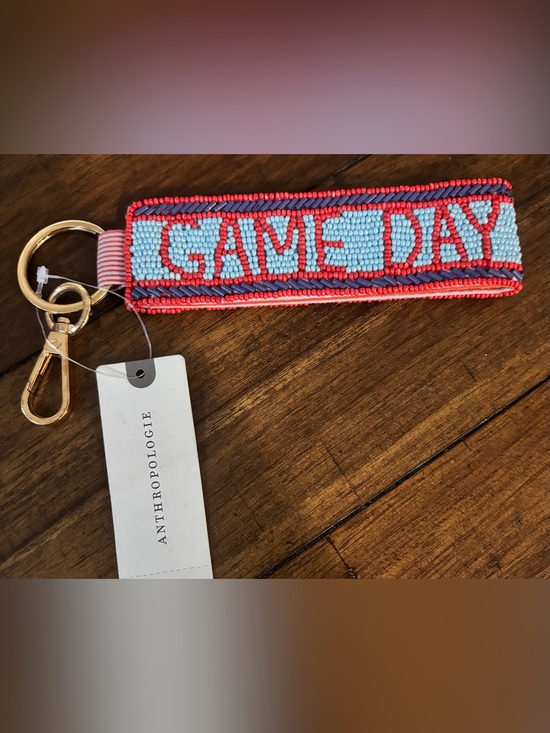 Anthropologie Accessories - Anthropologie Beaded Game Day Bag Charm Keychain Light Blue Multi-Color NWT